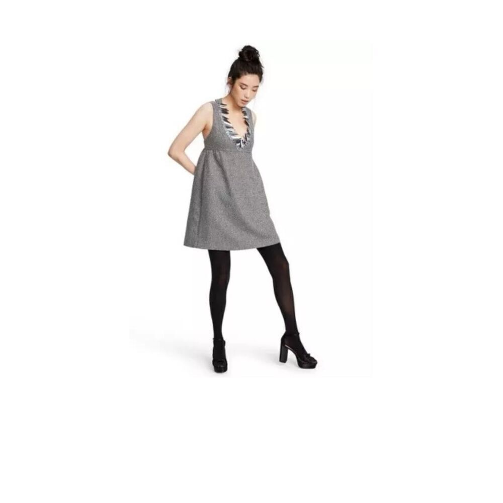 Anna Sui for Target Women Mod Grey Tweed Jumper Dress Sz 5